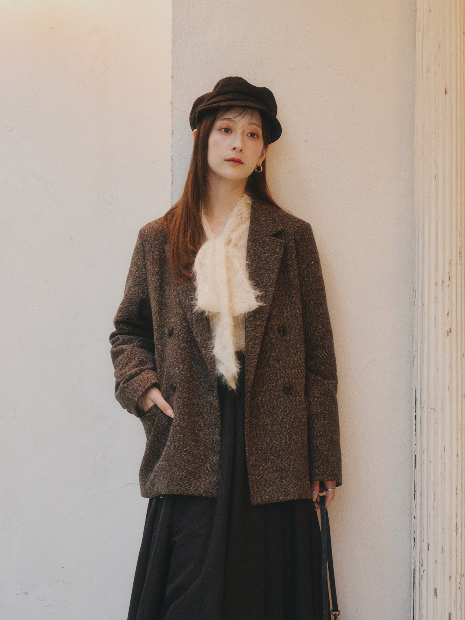 スパンコールレースリボンタイブラウス