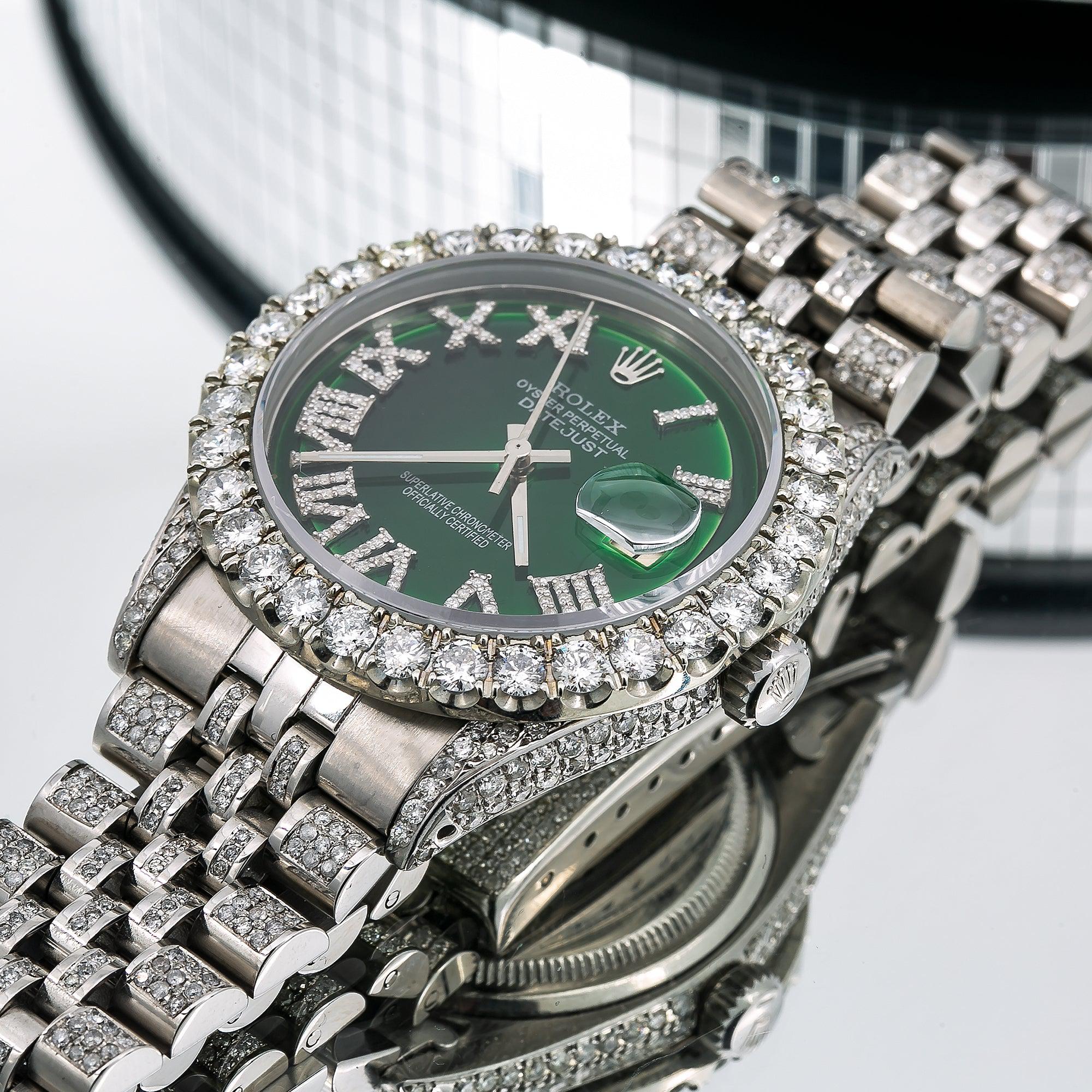 Buy Rolex Datejust 36MM 1601 Green Roman Diamond Dial Diamond