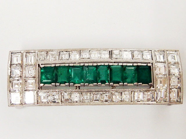 鑑別カード付 純プラチナ 天然ダイヤモンド＆天然エメラルド 帯留め