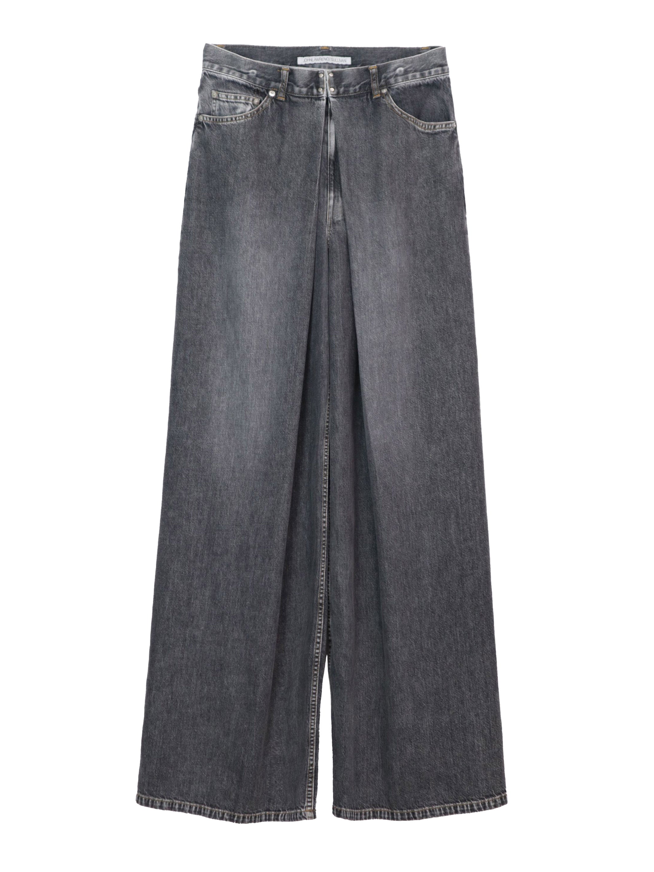 WASHED DENIM WIDE PANTS