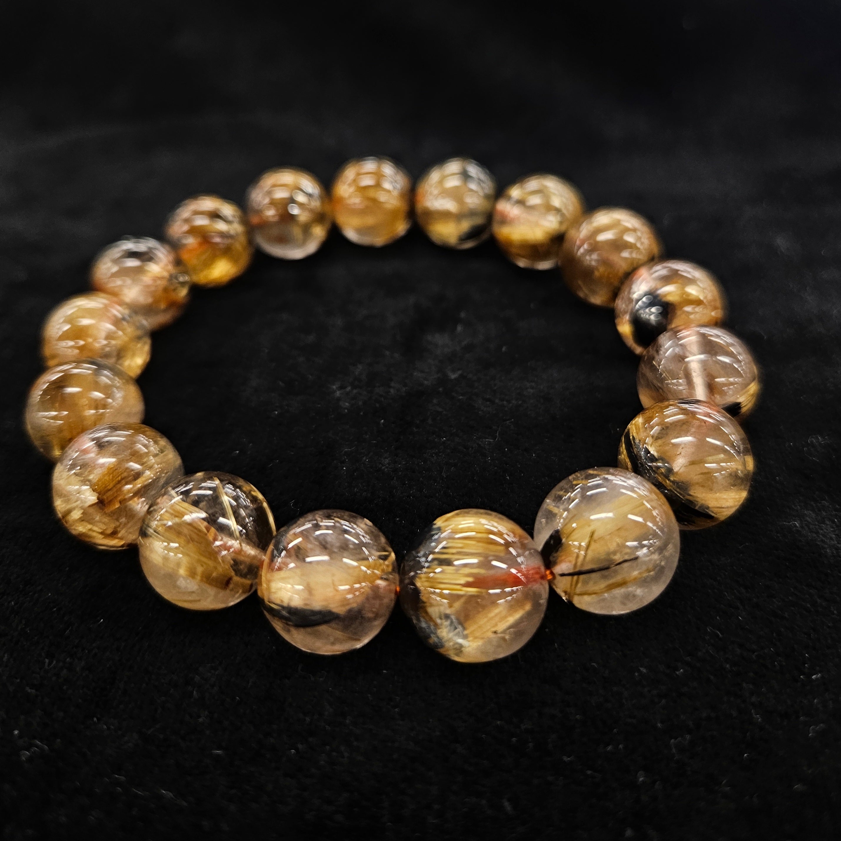 太陽放射ルチルクォーツブレスレット12mm - 高品質天然石
