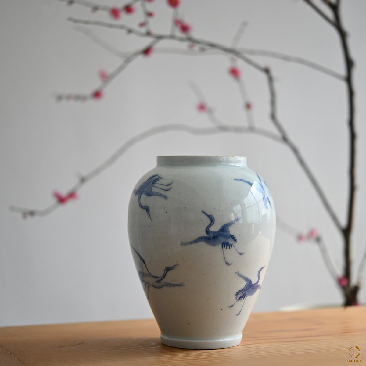 今日の一品『平戸焼 染付郡鶴文 沈香壺』｜骨董品買取｜大阪市阿倍野区