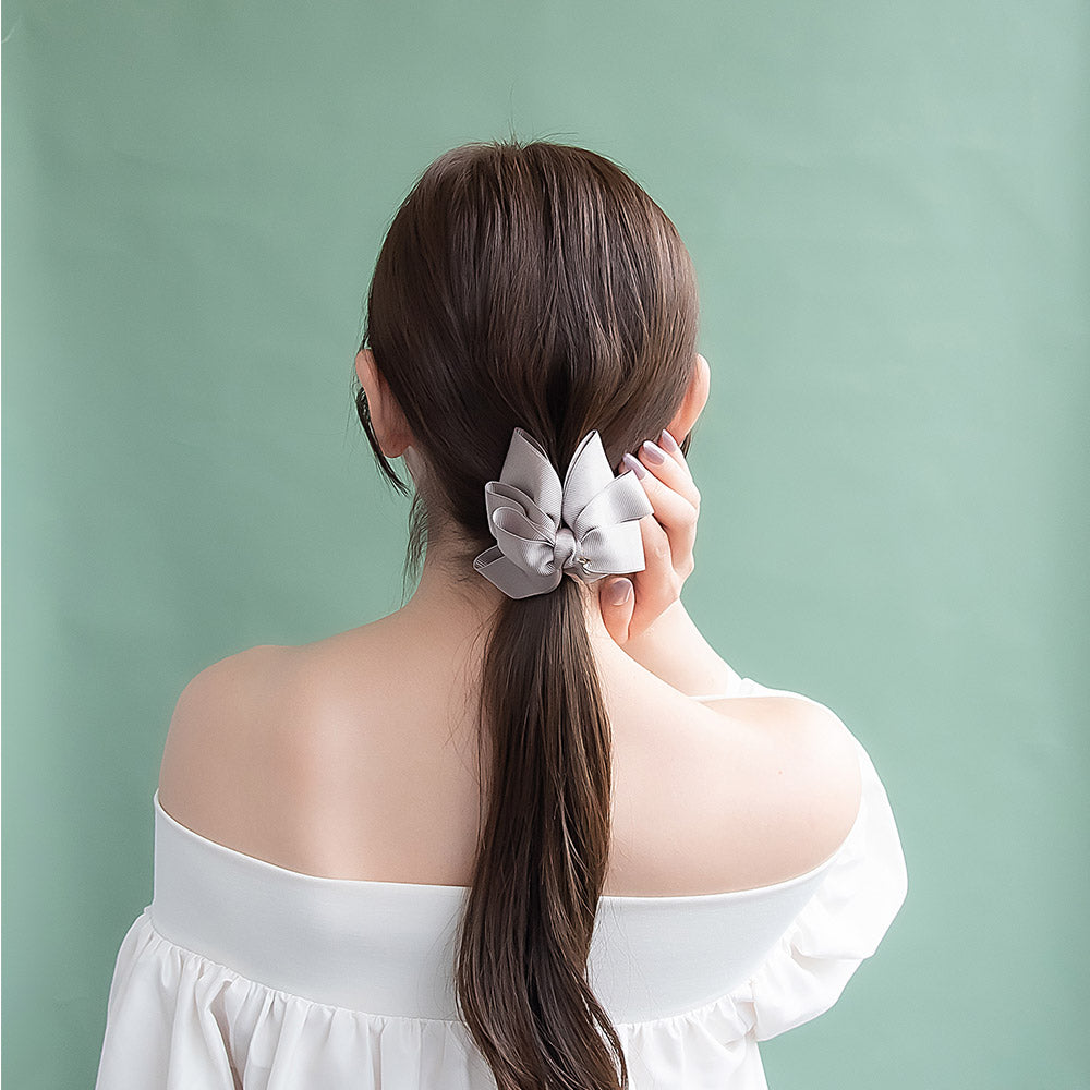 ヘアクリップ ボリューム レイヤード ループ グログラン リボン