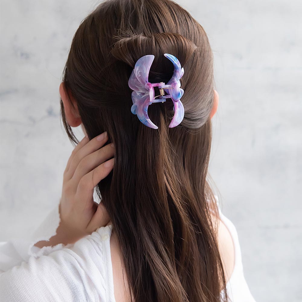 ヘアクリップ プルメリア フラワー マーブル カラー バンスクリップ