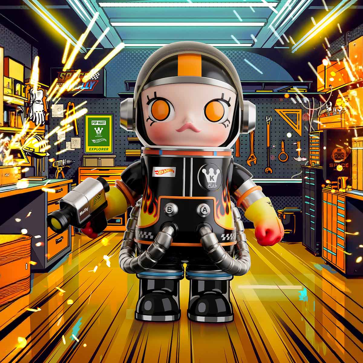 Hot Wheels X Pop Mart: MEGA SPACE MOLLY 400% on sale now! – ORANGE