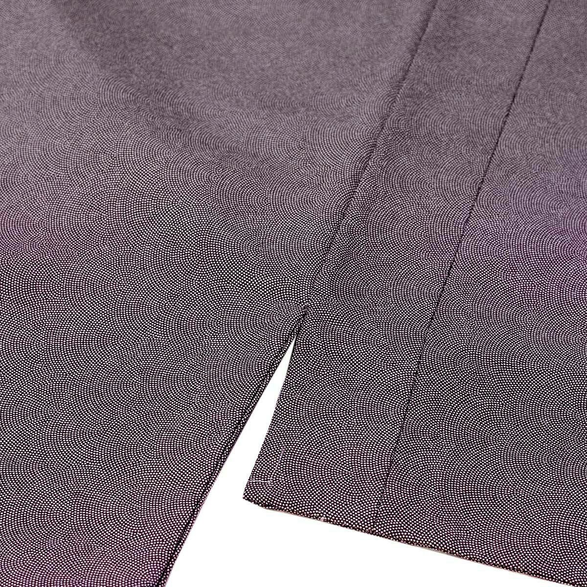 男着物 洗える着物 ちりめん 袷 紫 江戸小紋 鮫小紋 M～LL