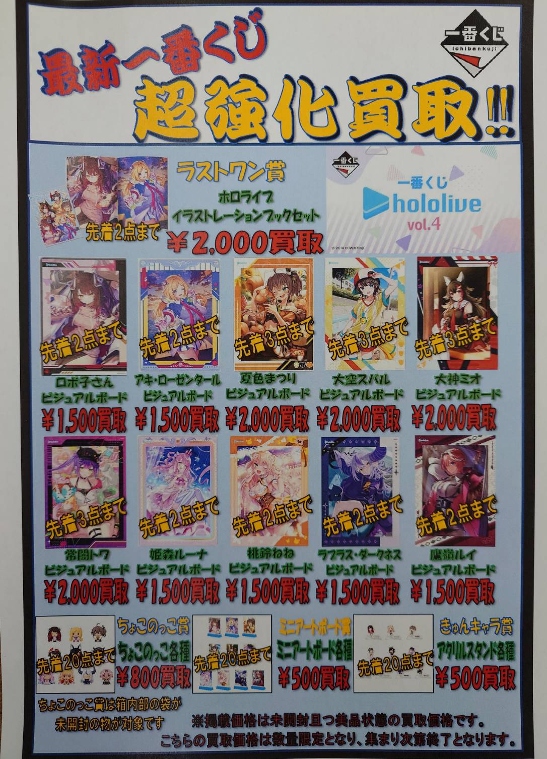 明日1月12日(金)より販売開始の1番くじホロライブvol.4 各種高価買取