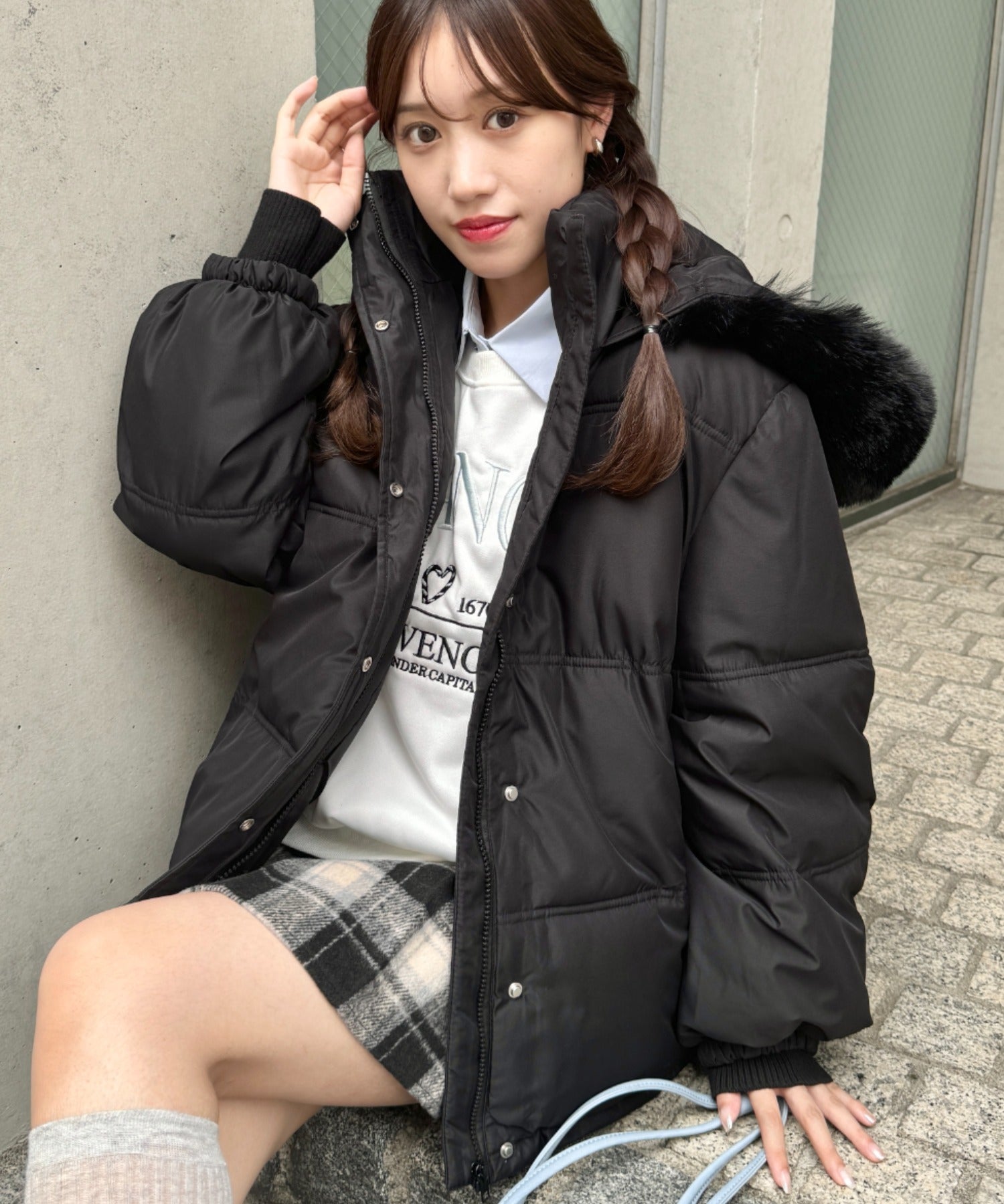 ボリュームフェイクファーフードパデッドジャケット | LO2254038