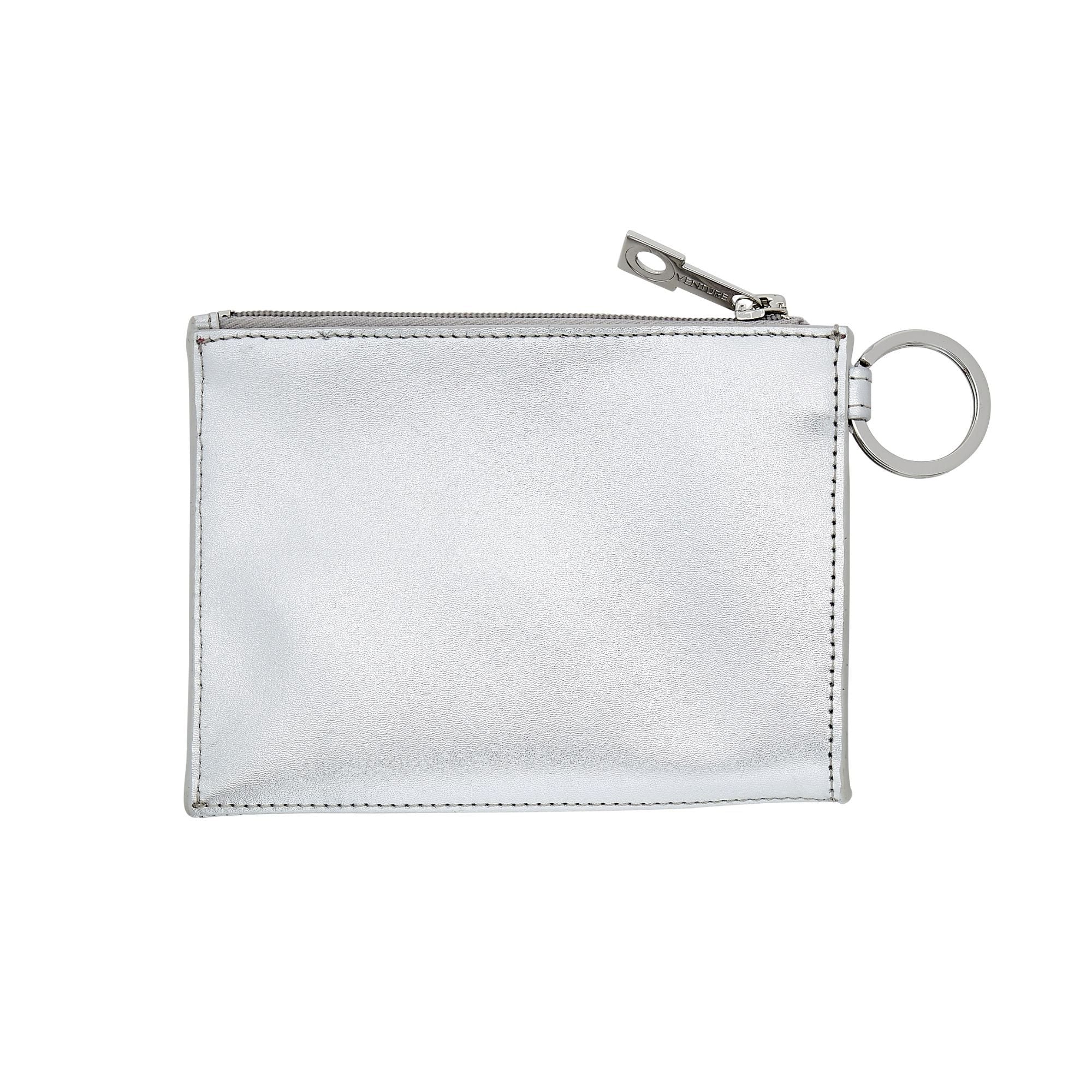 Silver Keychain Wallet – Quicksilver Leather Card Case – Oventure