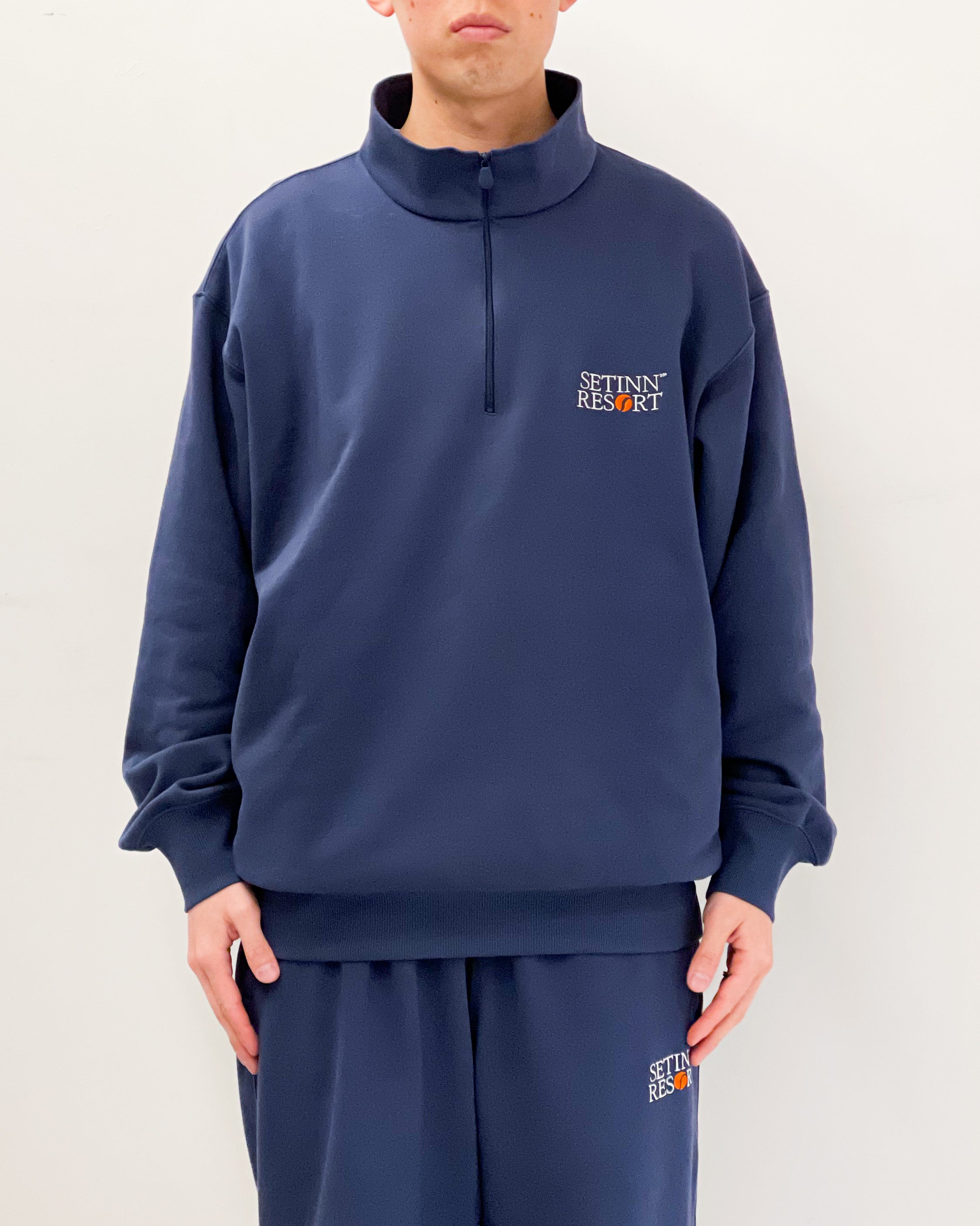 SETINN】STN RESORT HALFZIP SWEAT - FADE NAVY