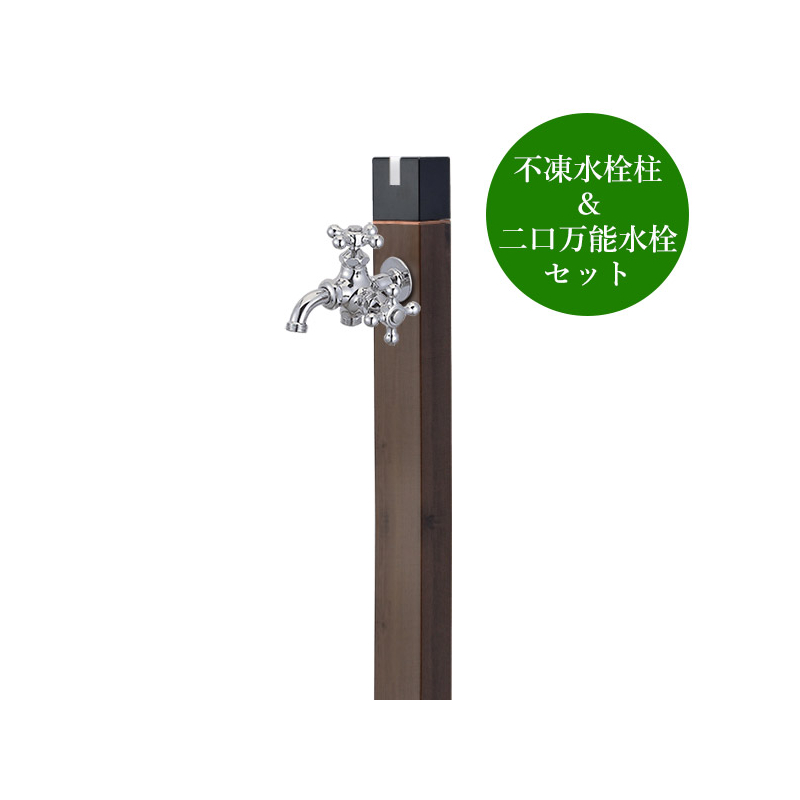 不凍水栓柱DXキューブⅢ／ブラックブロンズ（呼び長さ：1.0m）×二口