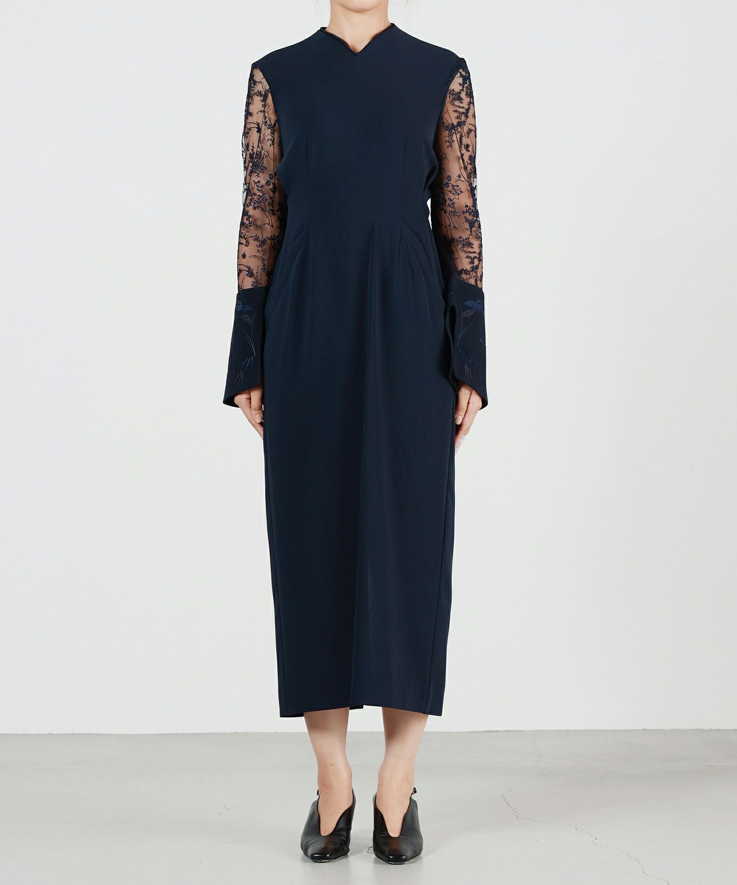 Mame Kurogouchi(マメ クロゴウチ)】 Acetate Polyester Floral Lace