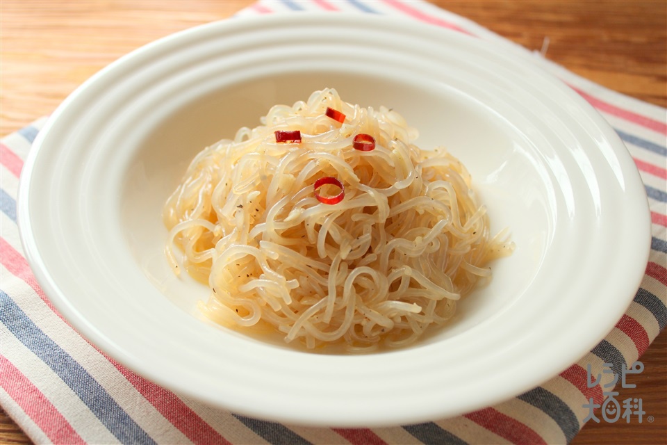 しらたきのペペロンチーノ風のレシピ・作り方・献立｜レシピ大百科