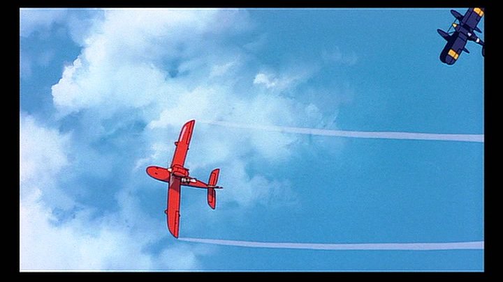 カーチスとの空中戦で、ポルコが操縦するサボイアは雲を引きますが