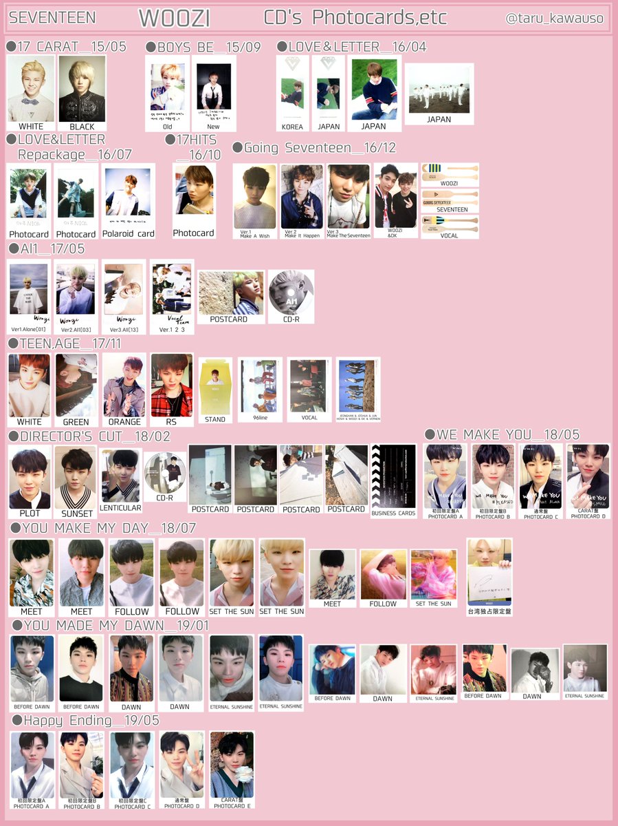 SEVENTEEN セブチ トレカ一覧 過去トレカ 歴代アルバムトレカ ウジ