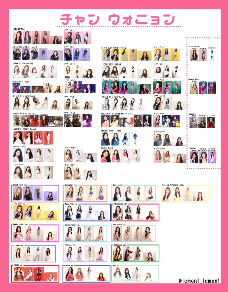 IZ*ONE 生写真一覧表 使用される際はRTお願いします