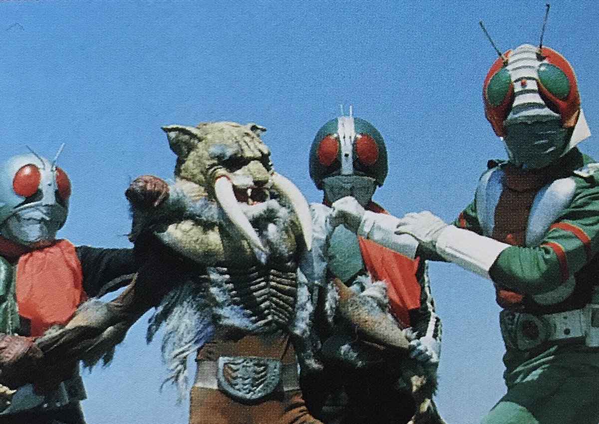 仮面ライダーV3」第34話「危機一発！キバ男爵対三人ライダー‼︎」より