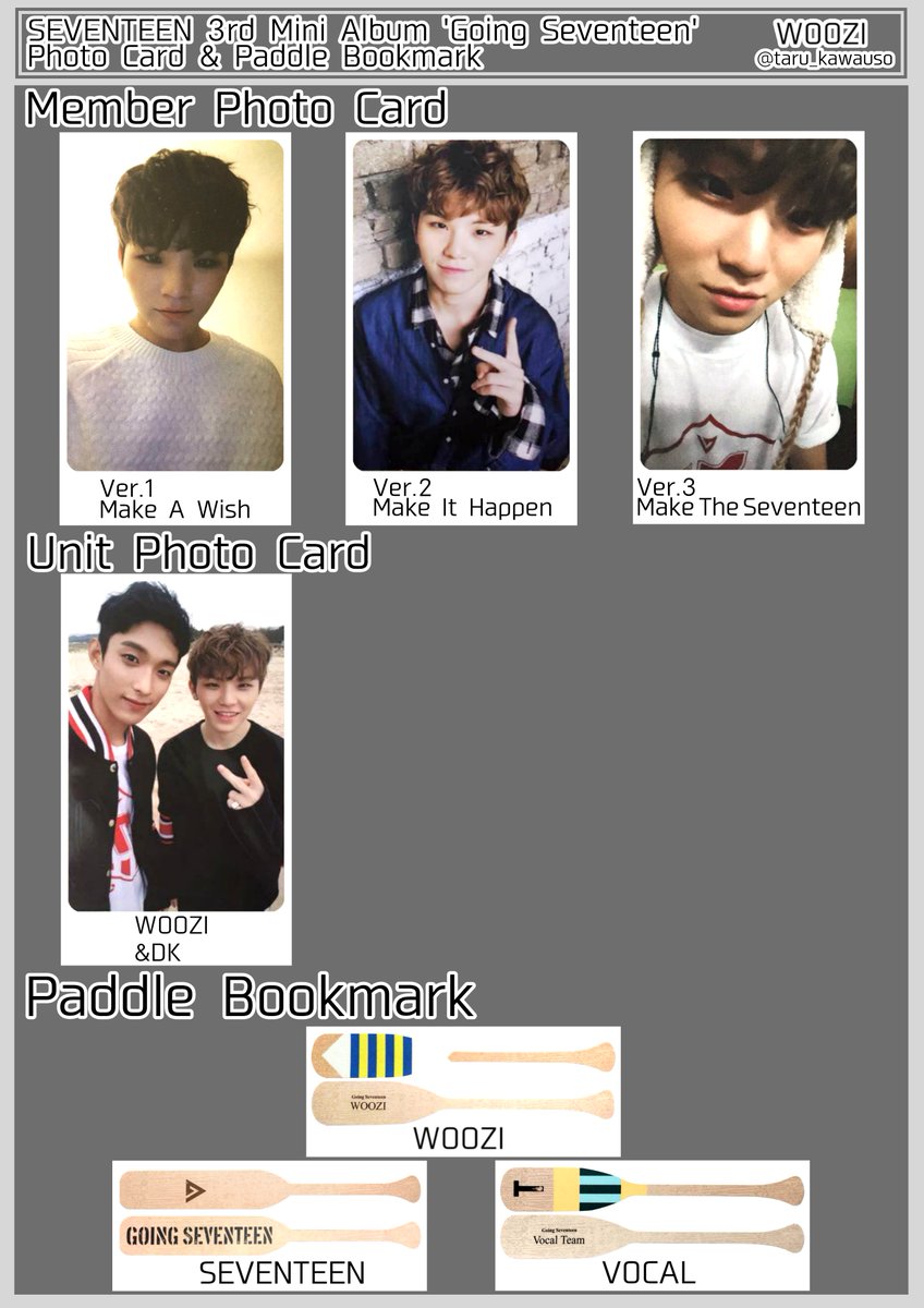 Going Seventeen フォトカード パドル トレカ一覧 ジュン ホシ ウォヌ ウジ