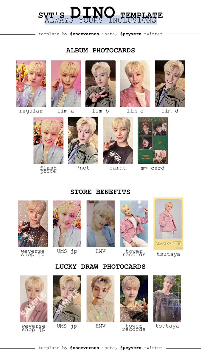 seventeen japan album always yours photocard template for