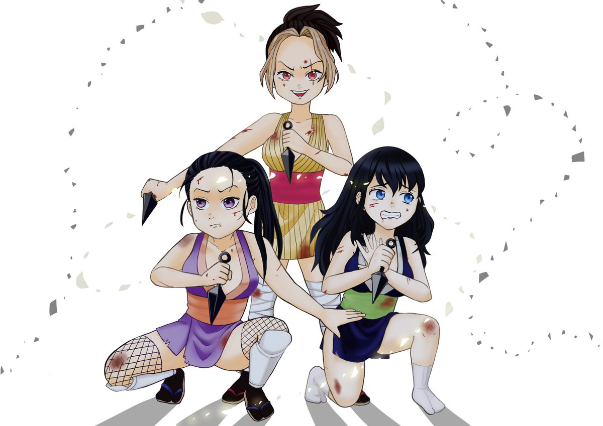 宇髄天元の3人の嫁まきお、雛鶴、須磨を描きました！ #鬼滅の刃イラスト