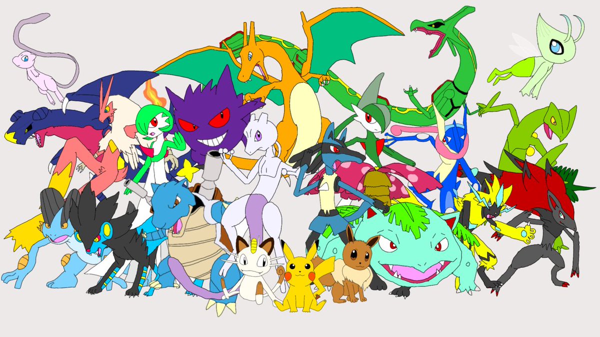 7時間近くポケモン漬けになって描いたポケモン集合絵のver.1.0が完成