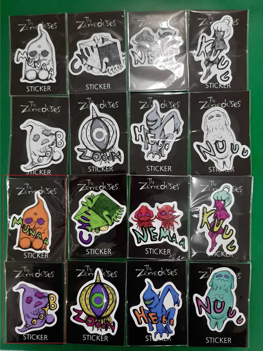 👻是眼接吻喫茶🍵 グッズ「ステッカー」の左下2種(赤線の四角)、「特大