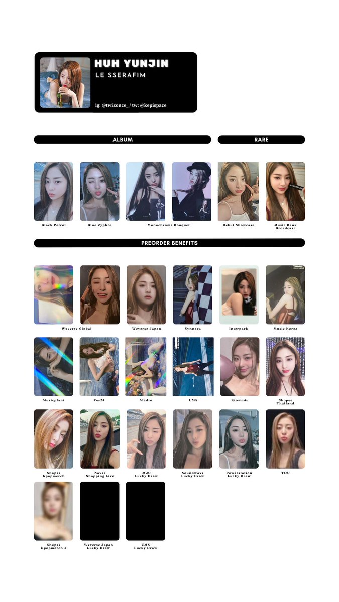 LE SSERAFIM ➝ FEARLESS photocard template / wishlist members