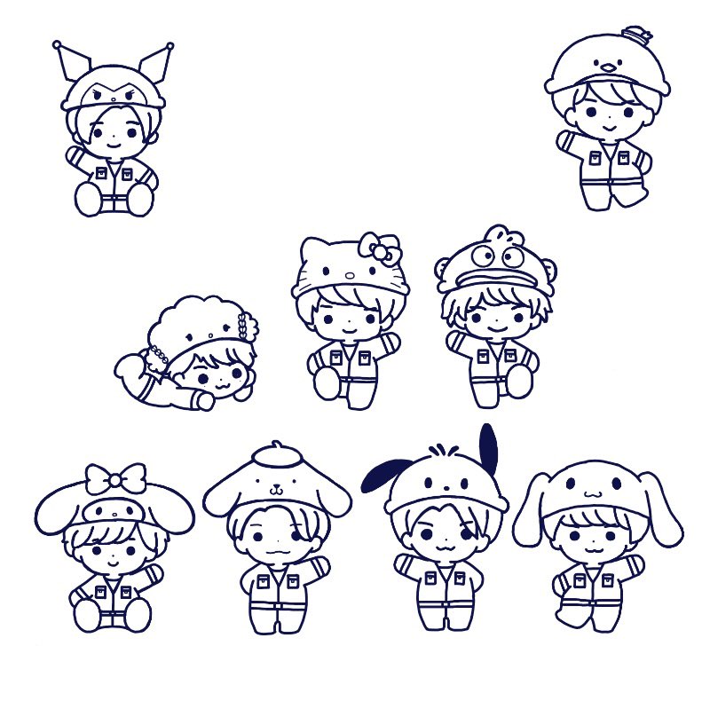 なにわ男子のサンリオコラボのイラストをSnowManで描いてみたけど、色