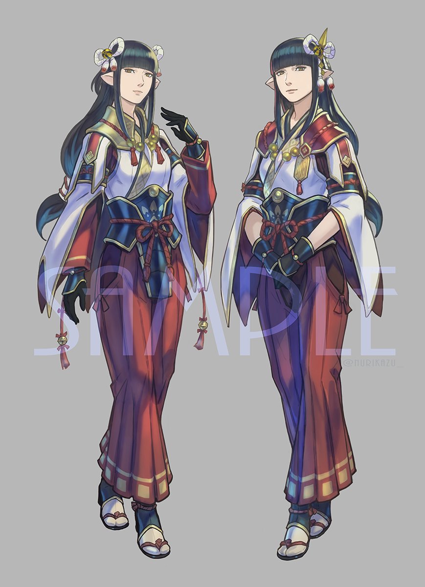 MHサンブレイク×『塗 和也』コラボ絵。ヒノエ＆ミノト嬢✨アクスタ用の