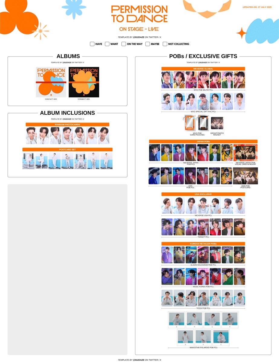 BTS PERMISSION TO DANCE ON STAGE PTD PC PHOTOCARD WISHLIST WL