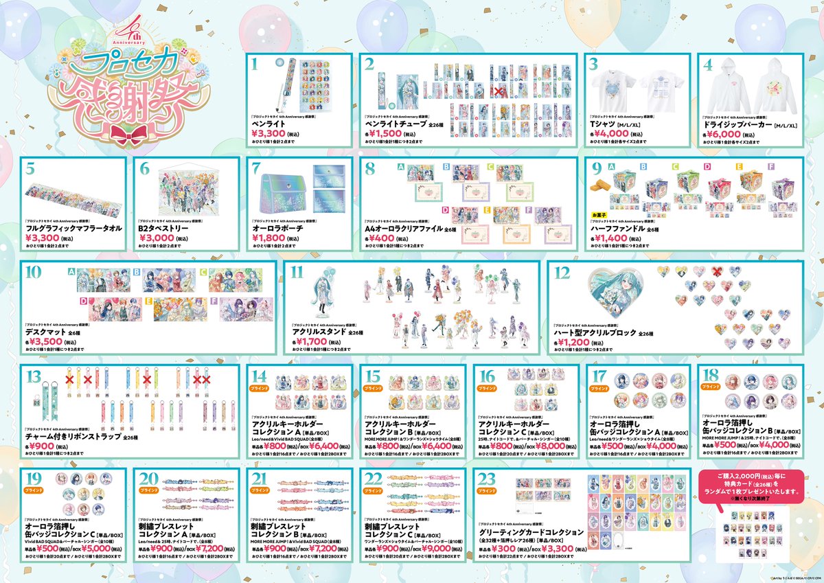 プロセカ4th感謝祭物販 当日物販完売情報📣 ・2番 『プロジェクト