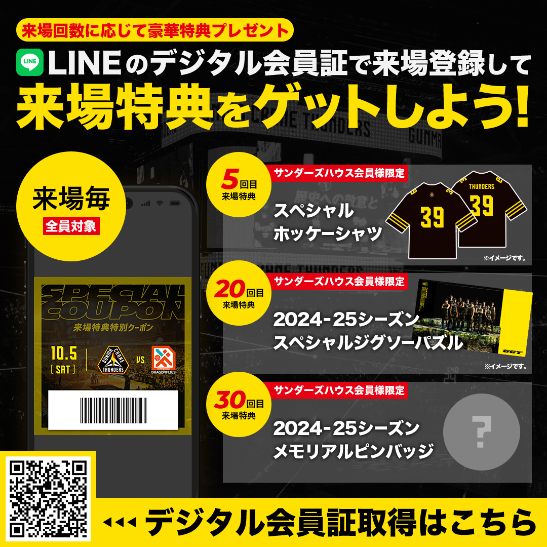 ⚠️#サンダーズハウス 来場特典について⚠️ ホームゲーム来場回数に