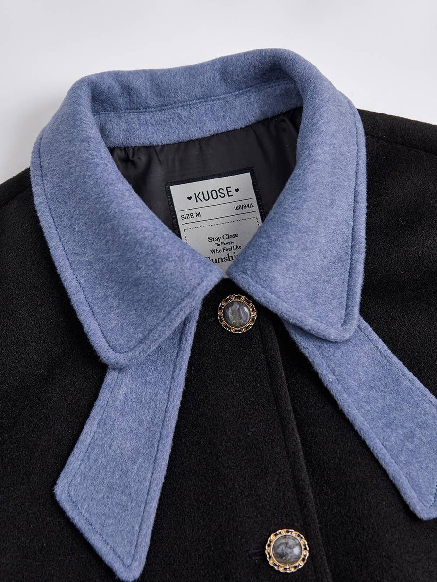 KUOSE”っていう韓国ファッションブランドのリボンカラーコート。ボタン