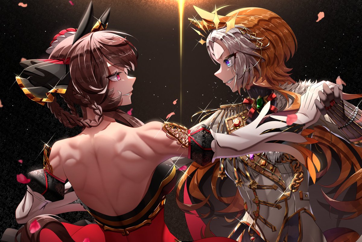 オルフェーヴルとジェンティルドンナ描きました. 4周年おめでとう