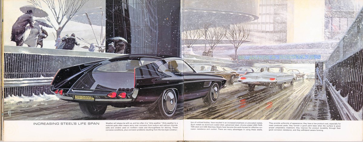 Syd Mead created the artwork for “Projections in Steel”, a book