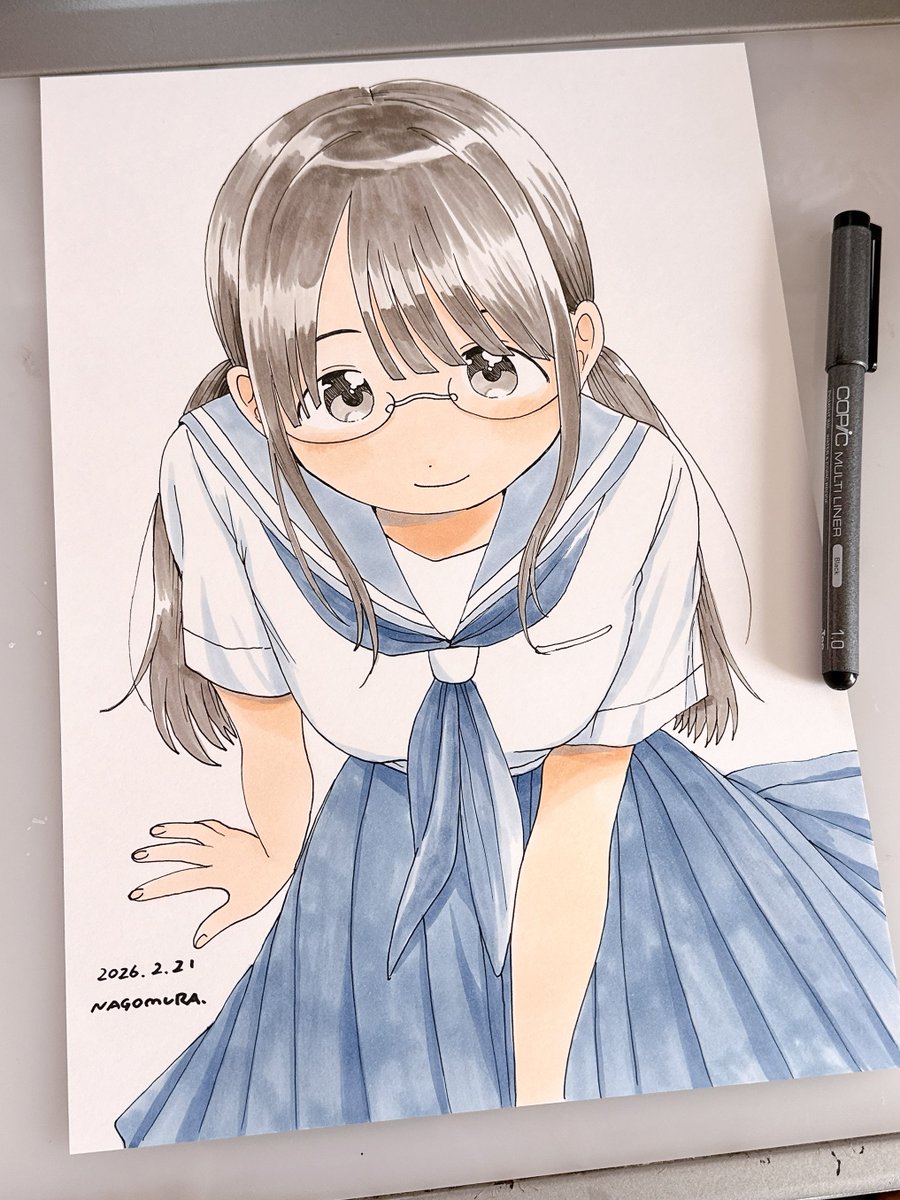 明日2/24夜20時から通販します❣️ 原画1点とランダムステッカーと直筆