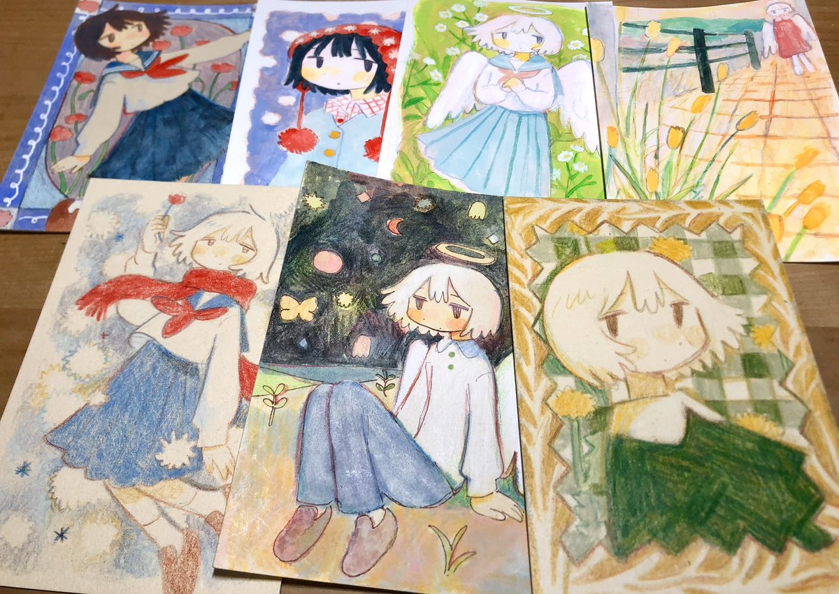 持っていく原画とnewポストカードです。 明日はよろしくお願いします