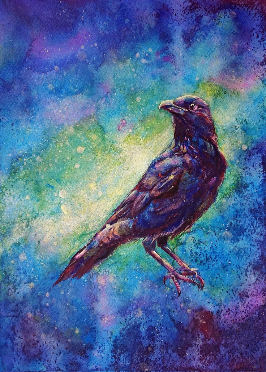 ふと (2026.2) #絵 #アクリル画 #ASD #鳥 #カラス