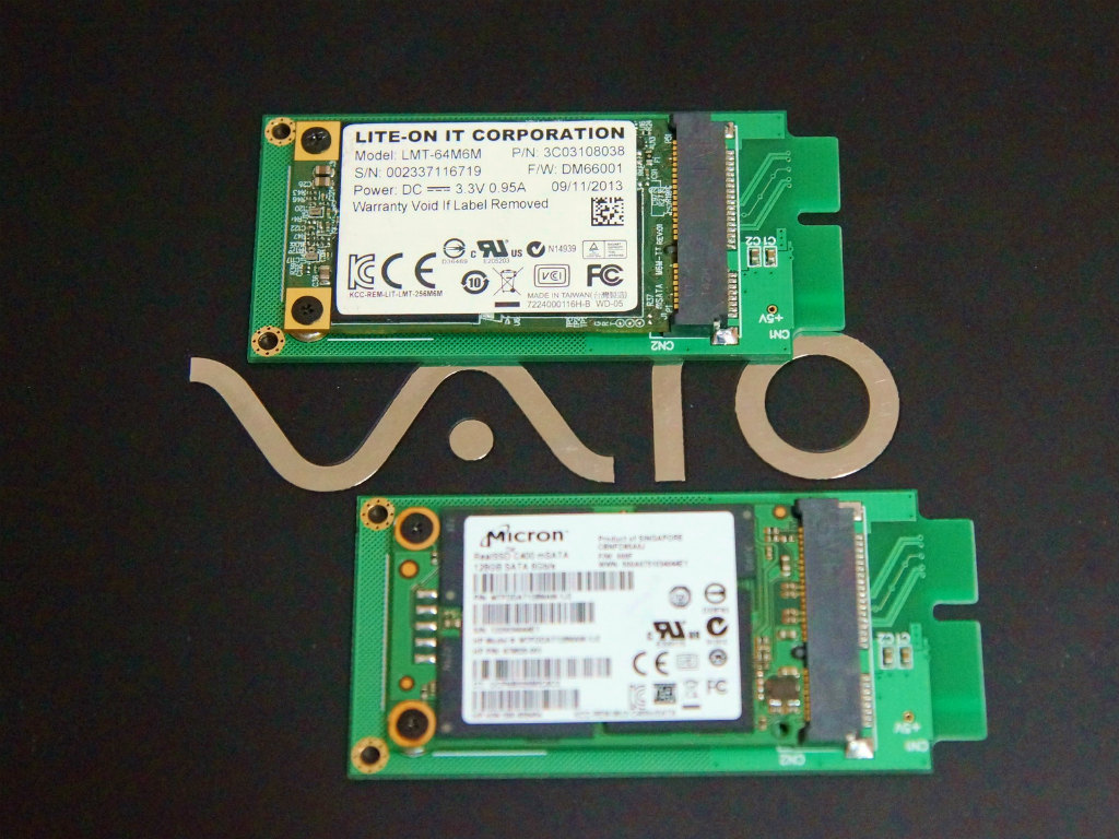 Sony VAIO VGN-TTシリーズ に SOL305-1を使用し mSATA SSDを2枚組込む