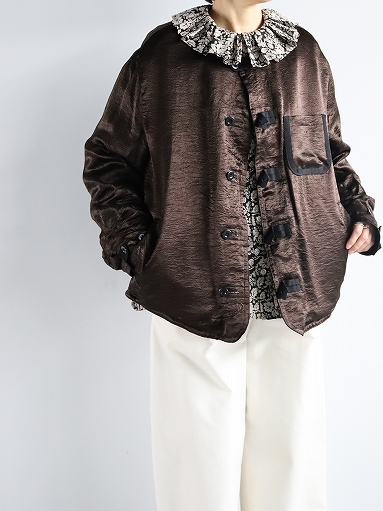 R&D.M.Co- ラッフルドカラーブラウス / ワイルドベリー Flax