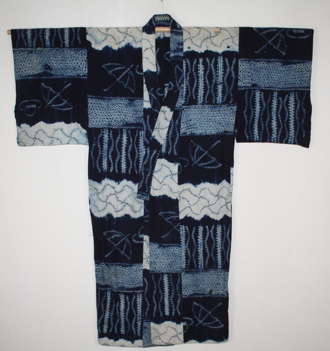 古布 木綿 浅舞絞り 文明開化文様 Japanese Antique Textile Asamai