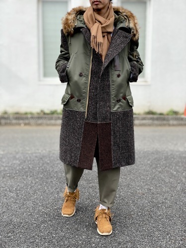 JUNYA WATANABE MAN - ナイロンツイル × ウールモヘアナイロンチェック