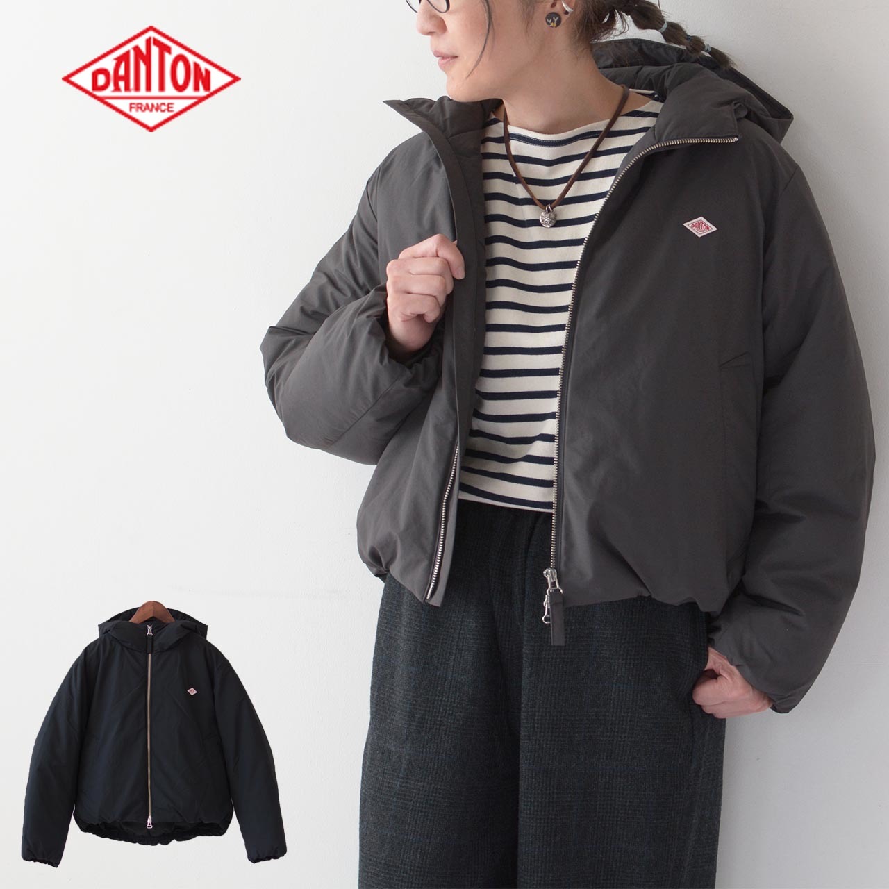 DANTON [ダントン] W DOWN HOODED JACKET [DT-A0380 MAT] ダウン