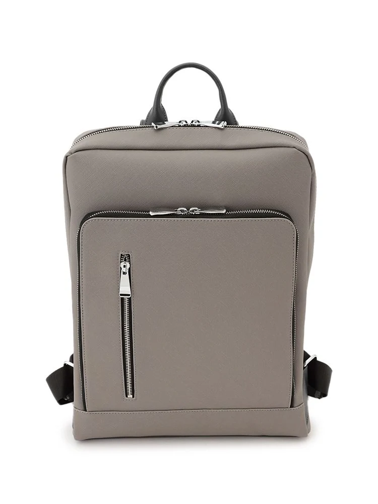 M．グレー サフィアーノ調リュックサック ブラック/ミディアムグレー