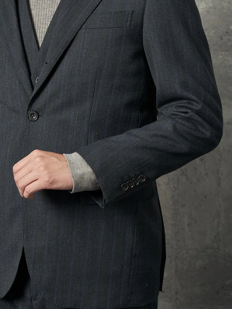 TRANS CONTINENTS セットアップジャケット ストライプ グレー | P.S.FA