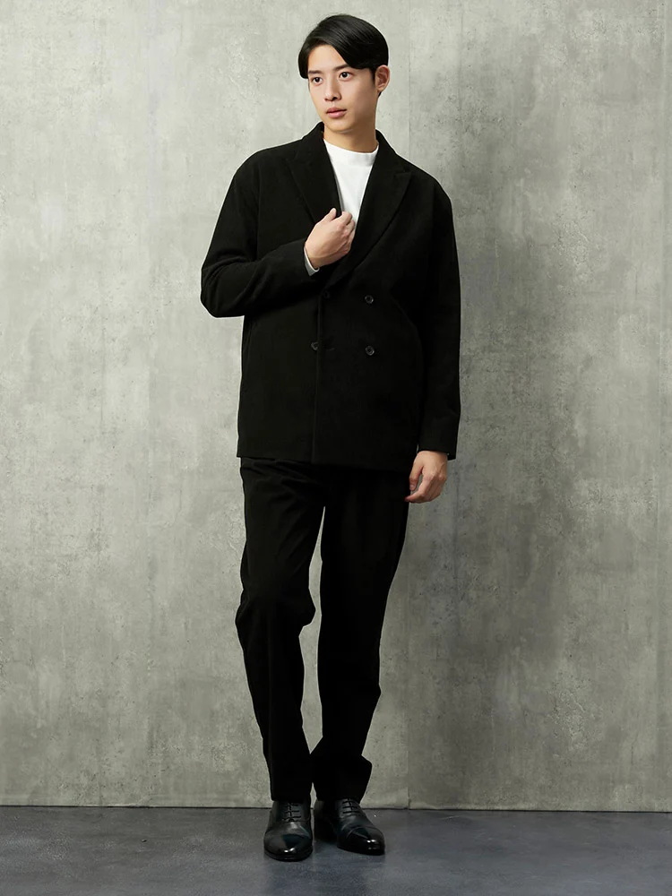 ブラック TRANS CONTINENTS 太畝コーデュロイ セットアップジャケット