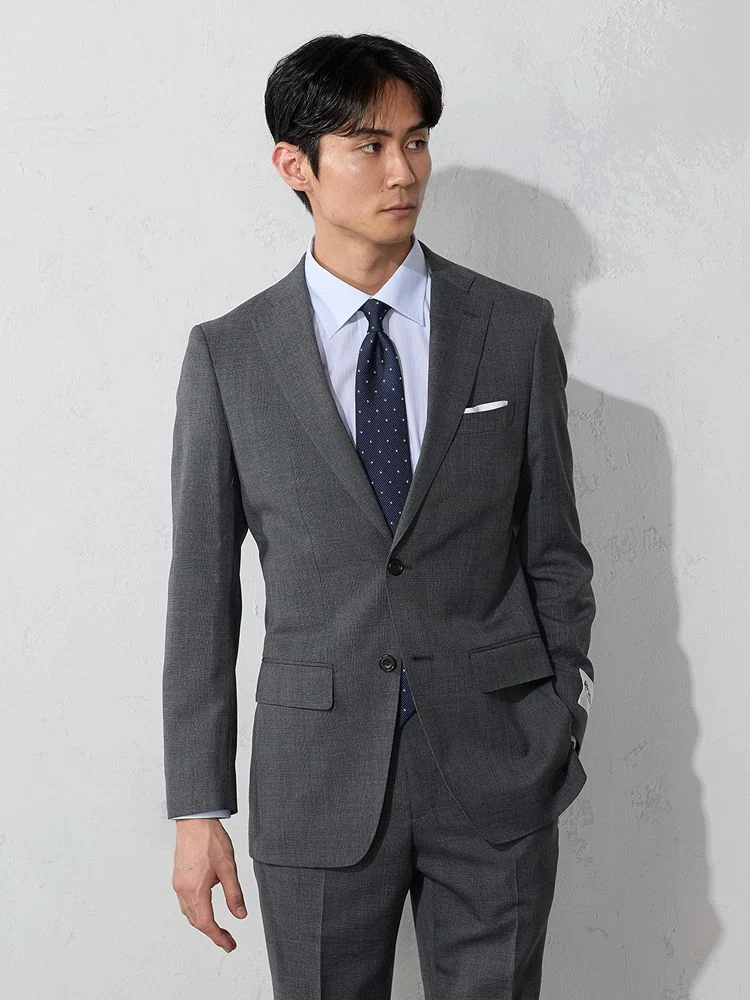 上下洗える/Wltimo】ウール混2釦スーツ【クラシコ】チェック グレー