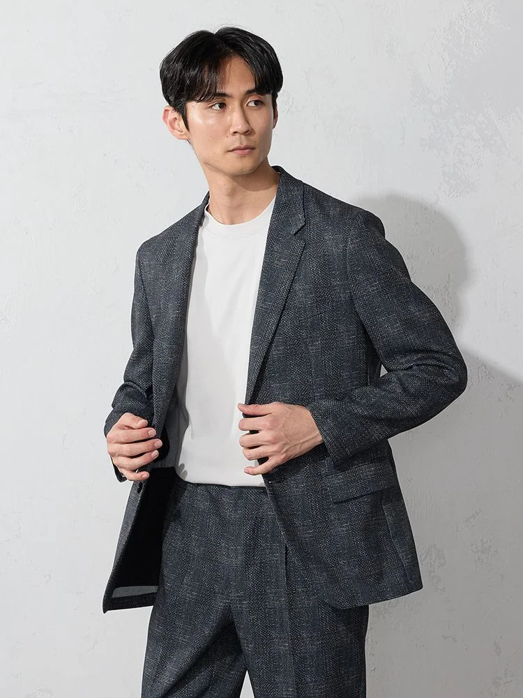 ブルー TOKYORUN ストレッチ セットアップジャケット ブルー/ブラウン