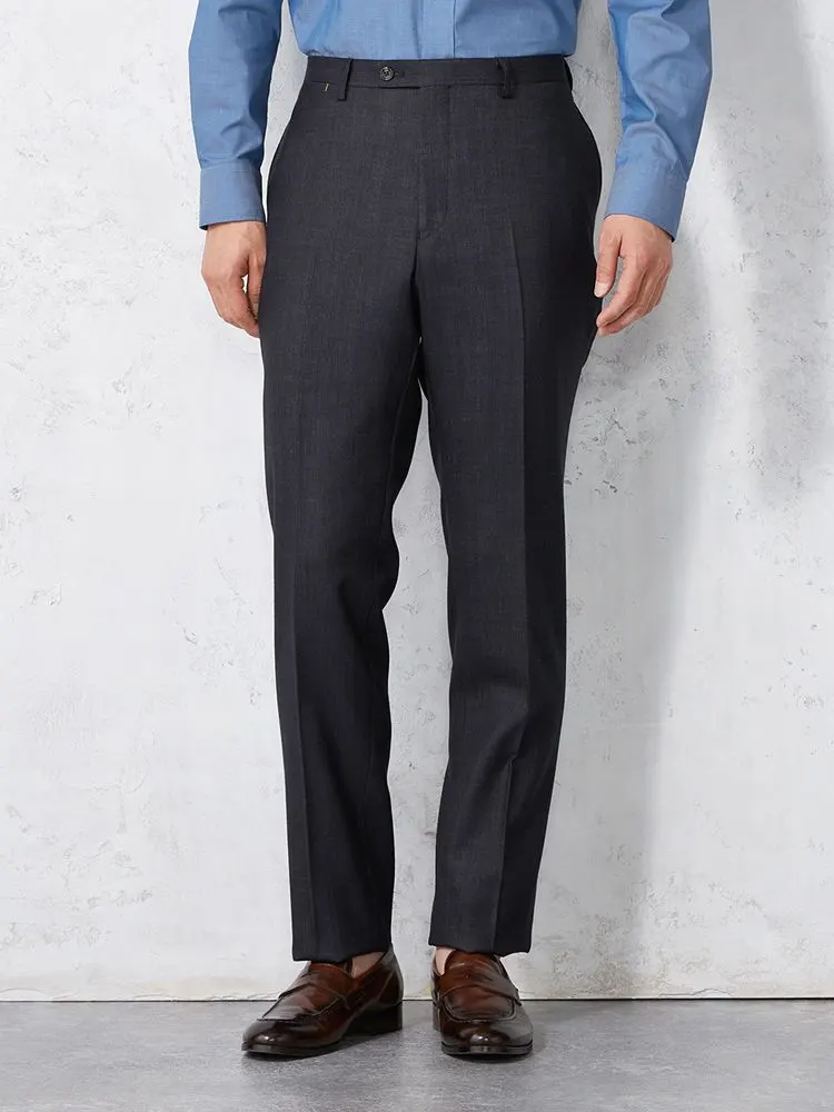 ネイビー EDWIN ウール混デニムライク パンツ ブラック/ベージュ