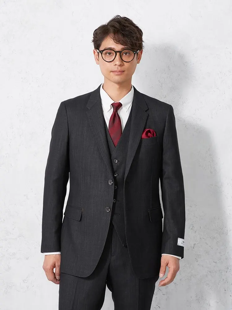 ネイビー EDWIN ウール混デニムライク ジャケット ブラック/ベージュ